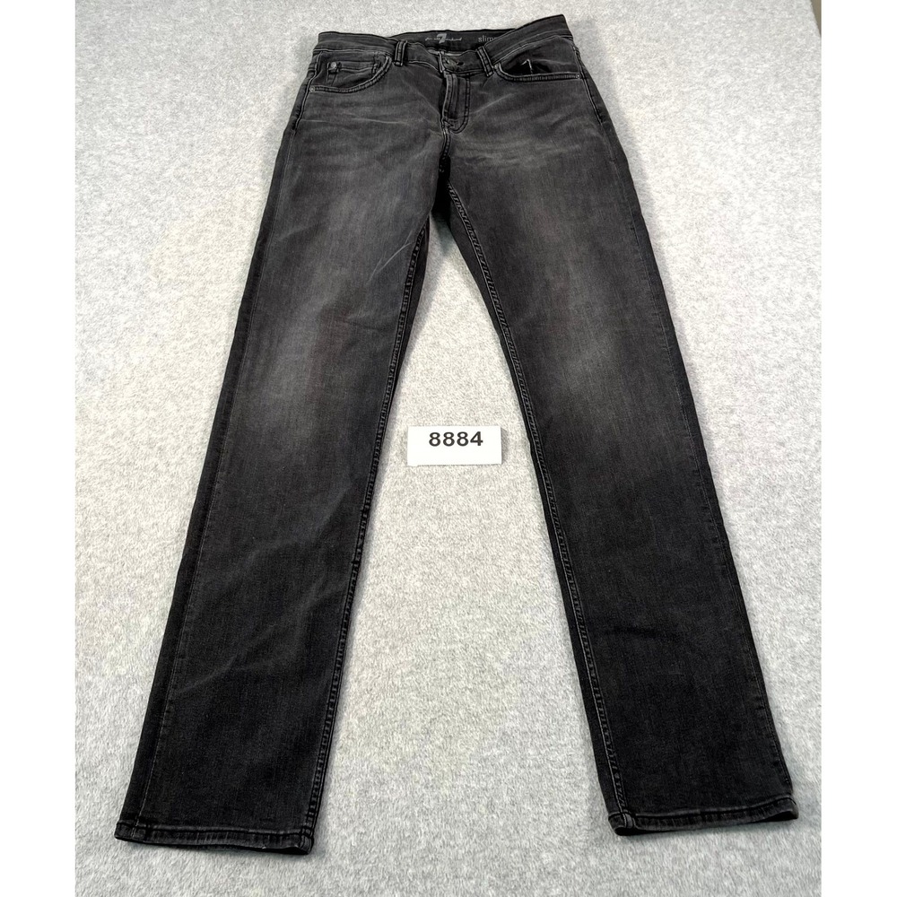 7 For All Mankind Slimmy Jeans Mens 31 Black Denim Dark Wash Streetwear Casual
